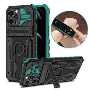 ENKAY Armor Wristband Phone Case for iPhone 13 Pro(Dark Green)