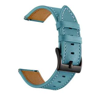 For Amazfit GTS 3 / GTS 2e First Layer Leather Sewing Thread Watch Band(Blue)