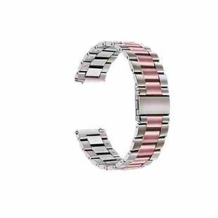 For Huawei Watch GT Runner / Watch GT 3 46mm Three Bead Stainless Steel Watch Band (Silver Pink)