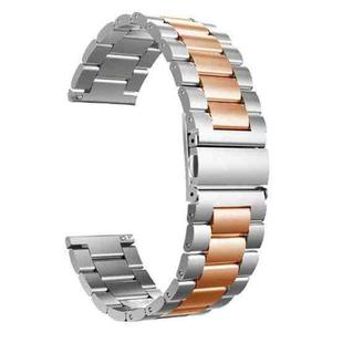 For Huawei Watch GT Runner / Watch GT 3 46mm Three Bead Stainless Steel Watch Band (Silver Rose Gold)