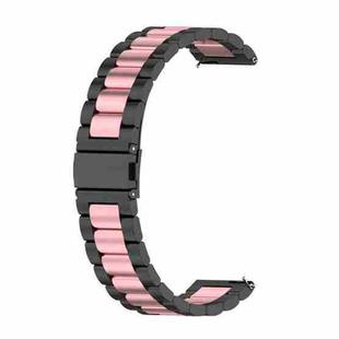 For Huawei watch GT 3 42mm / Watch GT 2 42mm Three Bead Stainless Steel Watch Band (Black Pink)