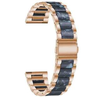 For Huawei Watch GT 3 46mm / GT Runner Three Beads Metal Resin Watch Band(Rose Gold Blue)