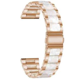 For Huawei Watch GT 3 42mm / Watch GT 2 42mm Three Beads Metal Resin Watch Band(Rose Gold White)