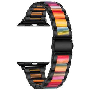 Metal + Resin Watch Band For Apple Watch Series 8&7 41mm / SE 2&6&SE&5&4 40mm / 3&2&1 38mm(Black Color)
