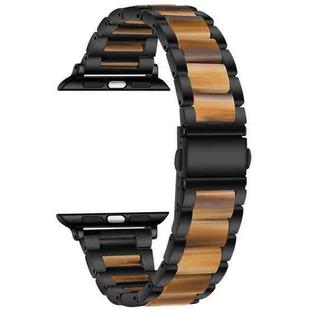 Metal + Resin Watch Band For Apple Watch Series 8&7 41mm / SE 2&6&SE&5&4 40mm / 3&2&1 38mm(Black Brown)