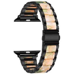 Metal + Resin Watch Band For Apple Watch Series 8&7 41mm / SE 2&6&SE&5&4 40mm / 3&2&1 38mm(Black Pink)
