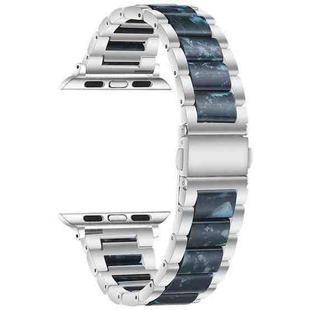 Metal + Resin Watch Band For Apple Watch Series 8&7 41mm / SE 2&6&SE&5&4 40mm / 3&2&1 38mm(Silver Blue)