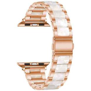 Metal + Resin Watch Band For Apple Watch Series 8&7 41mm / SE 2&6&SE&5&4 40mm / 3&2&1 38mm(Rose Gold White)