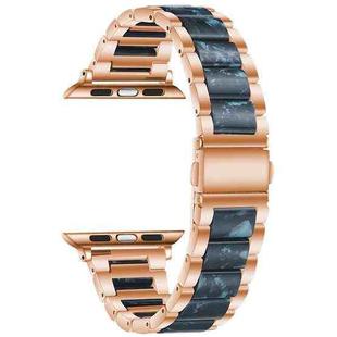 Metal + Resin Watch Band For Apple Watch Series 8&7 41mm / SE 2&6&SE&5&4 40mm / 3&2&1 38mm(Rose Gold Blue)