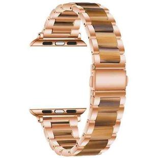 Metal + Resin Watch Band For Apple Watch Series 8&7 41mm / SE 2&6&SE&5&4 40mm / 3&2&1 38mm(Rose Gold Brown)