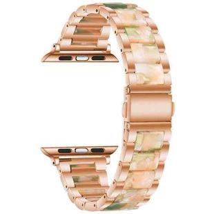 Metal + Resin Watch Band For Apple Watch Series 8&7 41mm / SE 2&6&SE&5&4 40mm / 3&2&1 38mm(Rose Gold Pink)