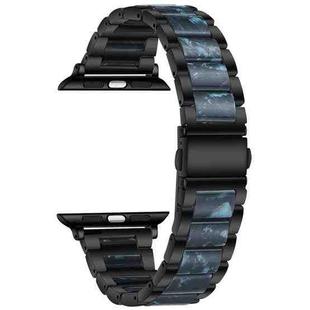 Metal + Resin Watch Band For Apple Watch Ultra 49mm / Series 8&7 45mm / SE 2&6&SE&5&4 44mm / 3&2&1 42mm(Black Blue)