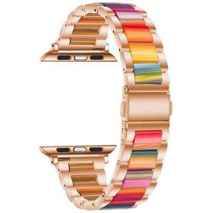 Metal + Resin Watch Band For Apple Watch Ultra 49mm / Series 8&7 45mm / SE 2&6&SE&5&4 44mm / 3&2&1 42mm(Rose Gold Color)