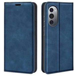 For Motorola Edge X30 Retro-skin Magnetic Suction Leather Phone Case(Dark Blue)