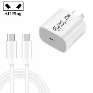1m AU-20W PD USB-C / Type-C Travel Charger with Type-C to Type-C Data Cable, AU Plug