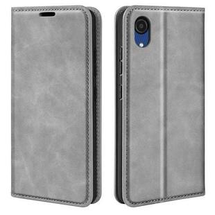 For Samsung Galaxy A03 Core Retro-skin Magnetic Leather Case(Grey)