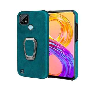 Ring Holder PU Phone Case For OPPO Realme C21(Cyan)