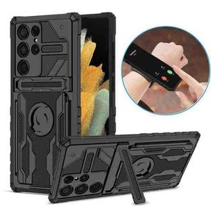 For Samsung Galaxy S22 Ultra ENKAY Armor Wristband Phone Case(Black)