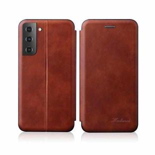 For Samsung Galaxy S22 Ultra 5G Retro Texture Magnetic Card Holder Leather Case(Brown)