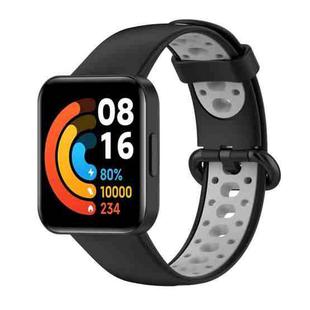 For Xiaomi Redmi Watch 2 Two-Color Mixed Silicone Watch Band(Black+Grey)