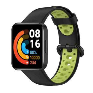 For Xiaomi Redmi Watch 2 Two-Color Mixed Silicone Watch Band(Black+Green)