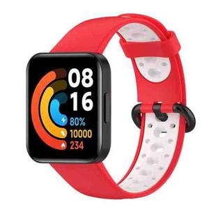 For Xiaomi Redmi Horloge 2 Two-Color Mixed Silicone Watch Band(Red+White)