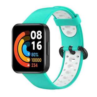 For Xiaomi Redmi Horloge 2 Two-Color Mixed Silicone Watch Band(Cyan+White)
