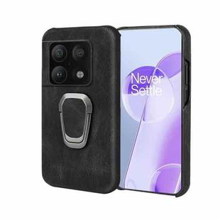For OnePlus 10 Pro Ring Holder PU Phone Case(Black)