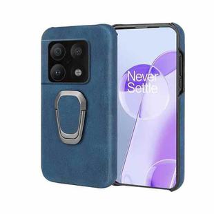 For OnePlus 10 Pro Ring Holder PU Phone Case(Blue)