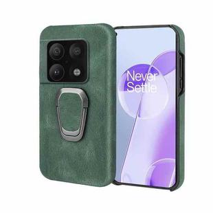 For OnePlus 10 Pro Ring Holder PU Phone Case(Dark Green)
