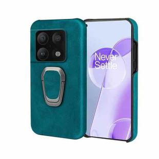 For OnePlus 10 Pro Ring Holder PU Phone Case(Cyan)