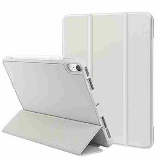 For iPad mini 6 3-Fold Holder Shockproof Leather Smart Tablet Case(White)
