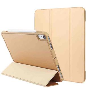 For iPad mini 6 3-Fold Holder Shockproof Leather Smart Tablet Case(Gold)