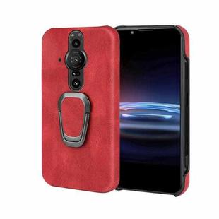 For Sony Xperia Pro-I Ring Holder PU Phone Case(Red)