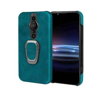 For Sony Xperia Pro-I Ring Holder PU Phone Case(Cyan)