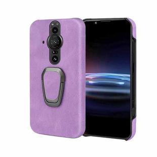 For Sony Xperia Pro-I Ring Holder PU Phone Case(Purple)