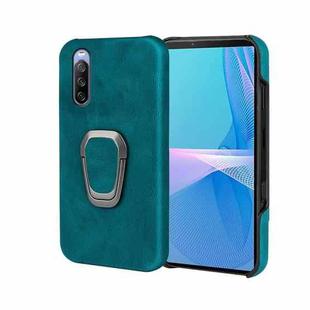 For Sony Xperia 10 III Ring Holder PU Phone Case(Cyan)