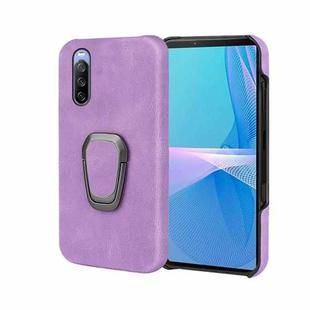 For Sony Xperia 10 III Ring Holder PU Phone Case(Purple)