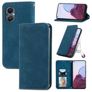 For OnePlus Nord N20 5G Retro Skin Feel Magnetic Leather Case(Blue)