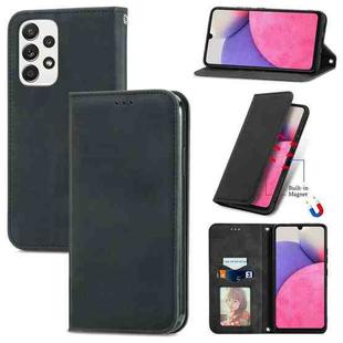 For Samsung Galaxy A33 5G Retro Skin Feel Magnetic Leather Case(Black)