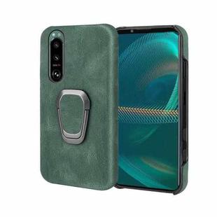 For Sony Xperia 5 III Ring Holder PU Phone Case(Dark green)