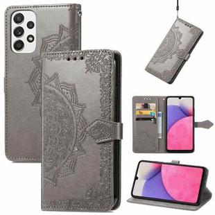 For Samsung Galaxy A33 5G Mandala Flower Embossed Leather Case(Grey)