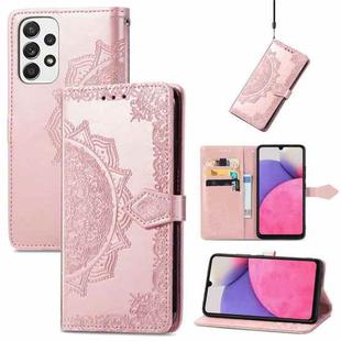 For Samsung Galaxy A33 5G Mandala Flower Embossed Leather Case(Rose Gold)