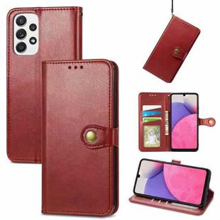 For Samsung Galaxy A33 5G Solid Color Leather Buckle Phone Case(Red)