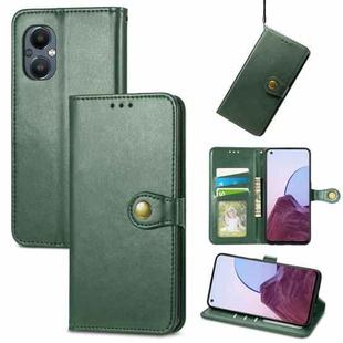 For OnePlus Nord N20 5G Solid Color Leather Buckle Phone Case(Green)