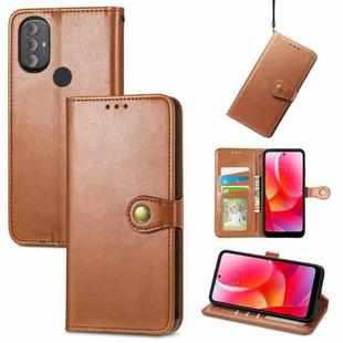 For Motorola Moto G Power 2022 Solid Color Leather Buckle Phone Case(Brown)