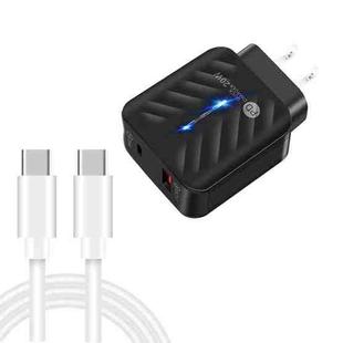 PD03 20W PD3.0 + QC3.0 USB Charger with Type-C to Type-C Data Cable, US Plug(Black)