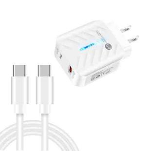 PD03 20W PD3.0 + QC3.0 USB Charger with Type-C to Type-C Data Cable, US Plug(White)