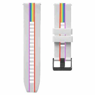 For Huawei Watch 3 Pro Rainbow Silicone Watch Band (White)