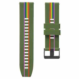 For Huawei Watch GT 2e Rainbow Silicone Watch Band (Army Green)